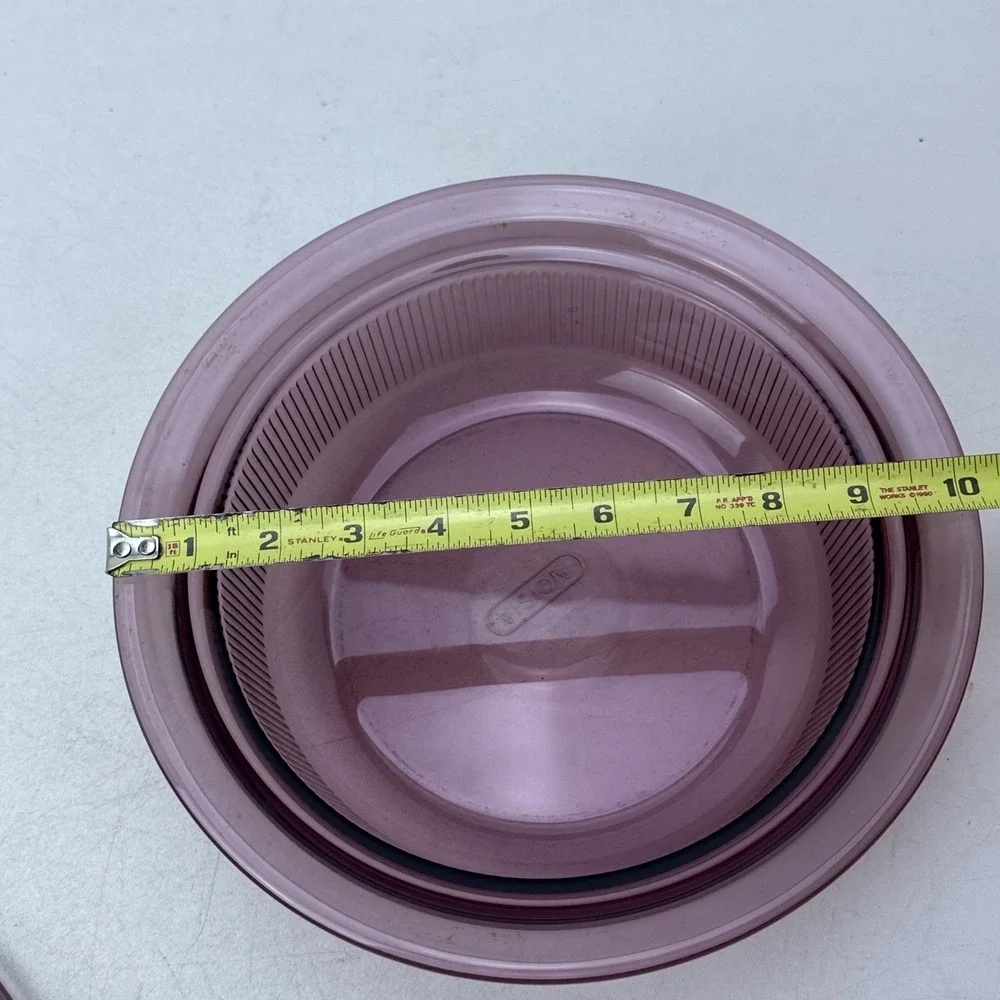 Vision V-32-B Cranberry 1.5 Qt Casserole Dish Corning Ware Glass Pyrex Lid USA
